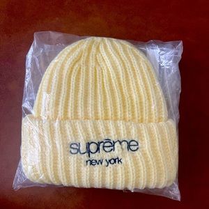Supreme Ribbed Beanie Tan/Yellow